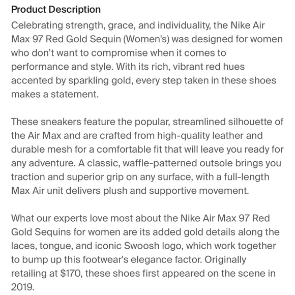 Nike Air Max 97 Red Gold Sequin (Women's) - Picture 12 of 13